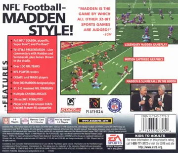 Madden NFL 97 (US) box cover back